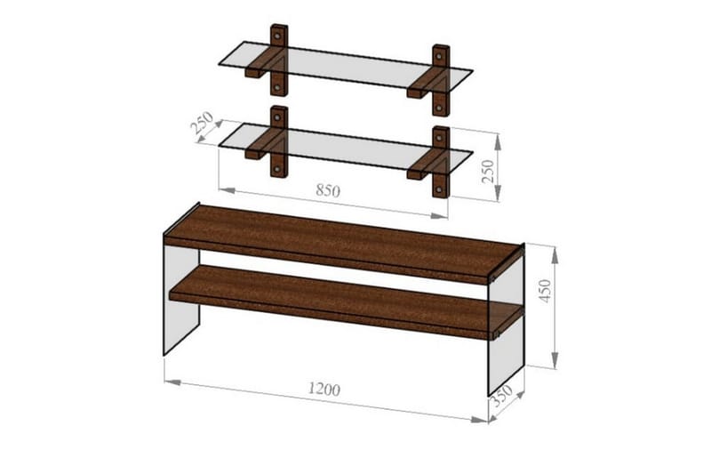 Netherlee TV-Möbelset 45 cm - Valnöt - Möbler - TV- & Mediamöbler - TV-möbelset