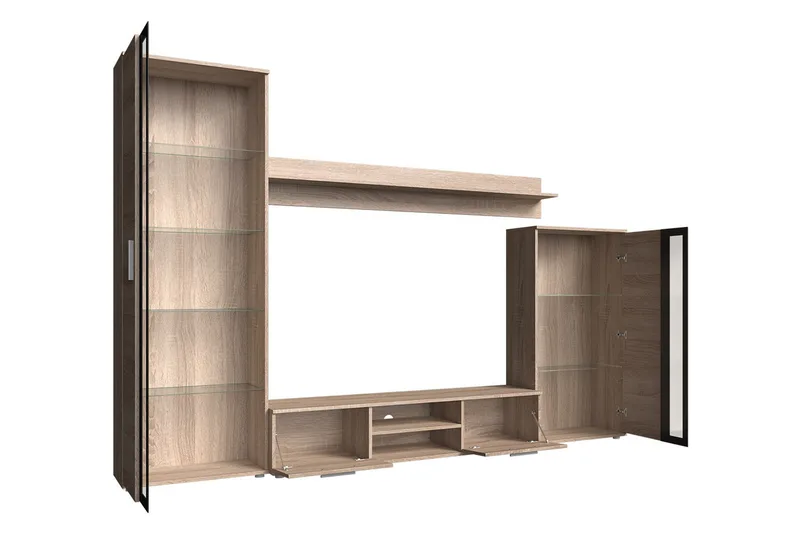 Olerum TV-möbelset - Ek/Svart/Led-Belysning - Möbler - TV- & Mediamöbler - TV-möbelset