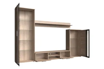 Olerum TV-möbelset - Ek/Svart/Led-Belysning - Möbler - TV- & Mediamöbler - TV-möbelset