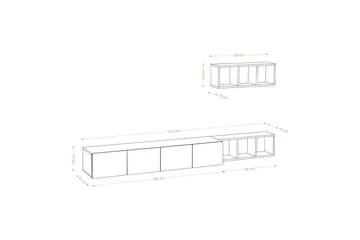 Pa Tv-möbelset 215x32 cm Vit/Brun - Hanah Home - Möbler - TV- & Mediamöbler - TV-möbelset
