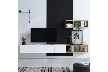 Pa Tv-möbelset 215x32 cm Vit/Brun - Hanah Home - Möbler - TV- & Mediamöbler - TV-möbelset