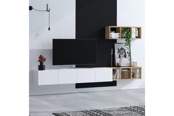Pa Tv-möbelset 215x32 cm Vit/Brun - Hanah Home - Möbler - TV- & Mediamöbler - TV-möbelset