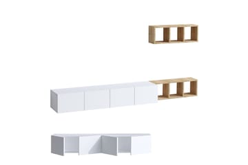 Pa Tv-möbelset 215x32 cm Vit/Brun - Hanah Home - Möbler - TV- & Mediamöbler - TV-möbelset