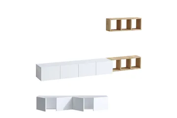 Pa Tv-möbelset 215x32 cm Vit/Brun - Hanah Home - Möbler - TV- & Mediamöbler - TV-möbelset