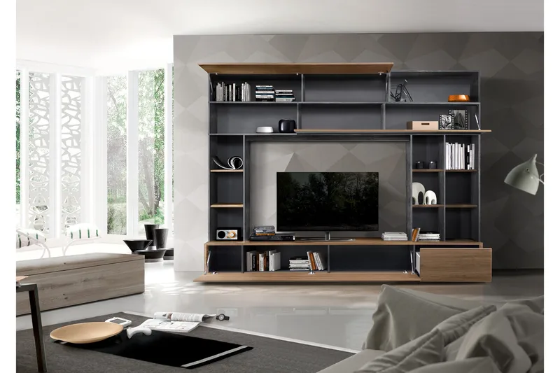 Priscilla Mediamöbel 276 cm - Brun/Grå - Möbler - TV- & Mediamöbler - TV-möbelset