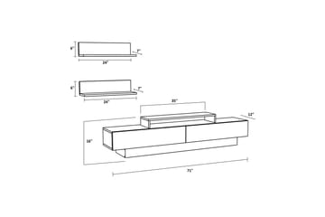 Rinorea Tv-möbelset 180x40 cm - Vit - Möbler - TV- & Mediamöbler - TV-möbelset
