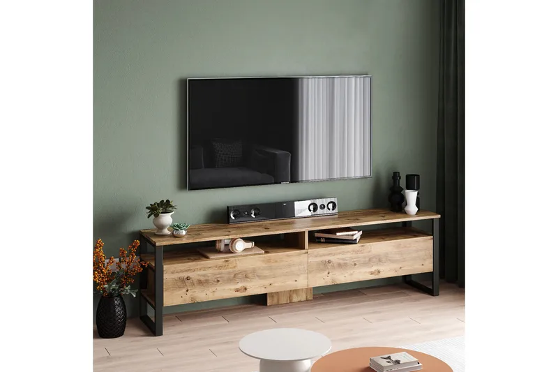 Rinorea Tv-möbelset 180x56 cm - Grön - Möbler - TV- & Mediamöbler - TV-möbelset