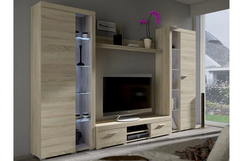 Rumba TV-möbelset 300x34x190 cm, Trä/natur