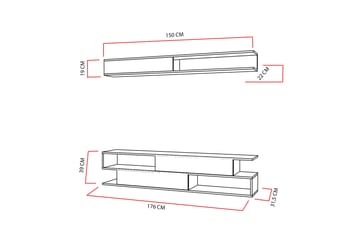 Simsaur Tv-bänk med Hylla - Vit/Teak - Möbler - TV- & Mediamöbler - TV-möbelset