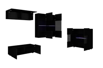 Tessan TV-möbelset & vitrinskåp - Svart/Blå Led-Belysning - Möbler - TV- & Mediamöbler - TV-möbelset