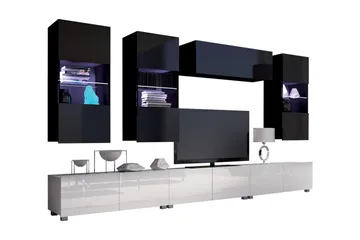 Tessan TV-möbelset - Svart/Vit Högglans/Blå Led-Belysning - Möbler - TV- & Mediamöbler - TV-möbelset