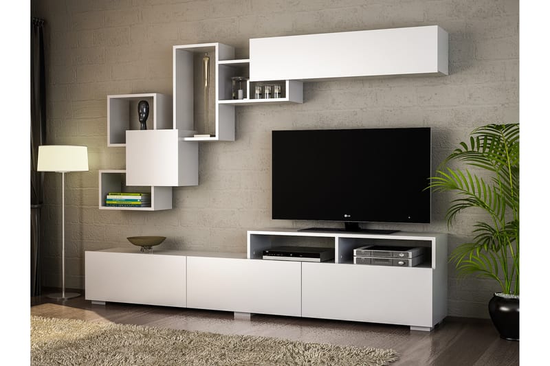 Tv-bänk Ahinir - Vit - Möbler - TV- & Mediamöbler - TV-möbelset