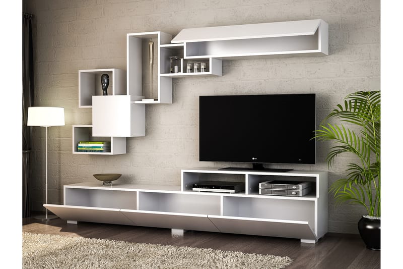 Tv-bänk Ahinir - Vit - Möbler - TV- & Mediamöbler - TV-möbelset