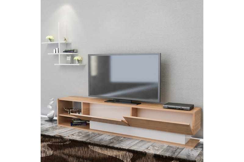 Tv-bänk Jamal - Vit|Teak - Möbler - TV- & Mediamöbler - TV-möbelset