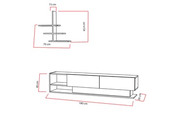 Tv-bänk Jamal - Vit|Teak - Möbler - TV- & Mediamöbler - TV-möbelset