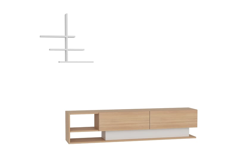 Tv-bänk Jamal - Vit|Teak - Möbler - TV- & Mediamöbler - TV-möbelset
