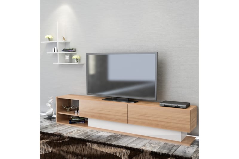 Tv-bänk Jamal - Vit|Teak - Möbler - TV- & Mediamöbler - TV-möbelset