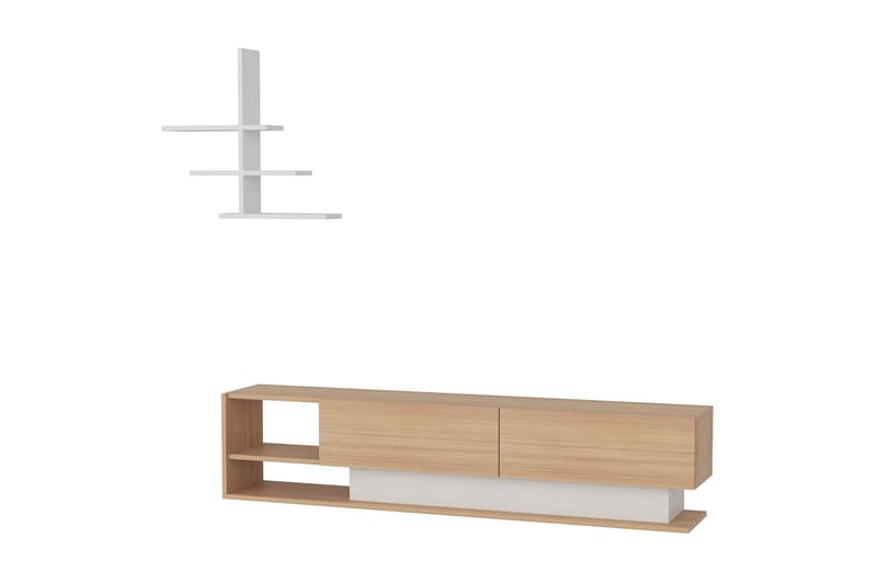 Tv-bänk Jamal - Vit|Teak - Möbler - TV- & Mediamöbler - TV-möbelset