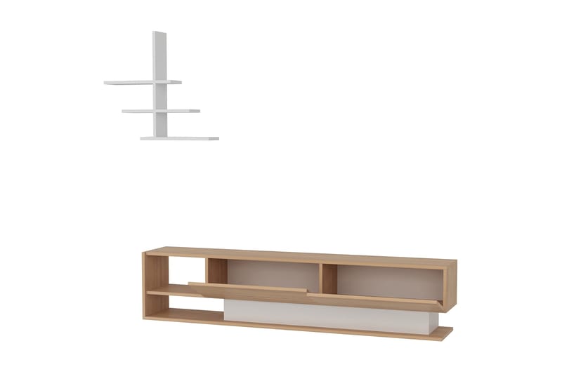 Tv-bänk Jamal - Vit|Teak - Möbler - TV- & Mediamöbler - TV-möbelset