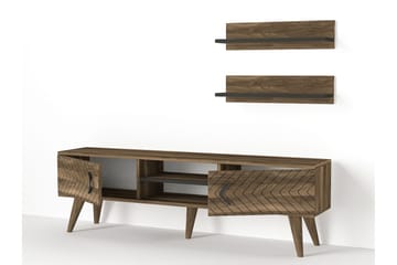 Tv-bänk Jospeh med Vägghylla - Valnöt - Möbler - TV- & Mediamöbler - TV-möbelset