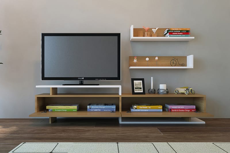 Tv-bänk Marylo - Vit/Brun - Möbler - TV- & Mediamöbler - TV-möbelset
