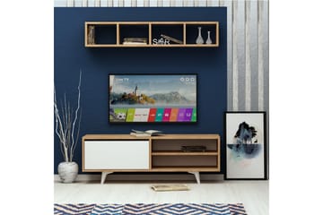 Tv-bänk Naidaj med Vägghylla - Trä|Vit - Möbler - TV- & Mediamöbler - TV-möbelset