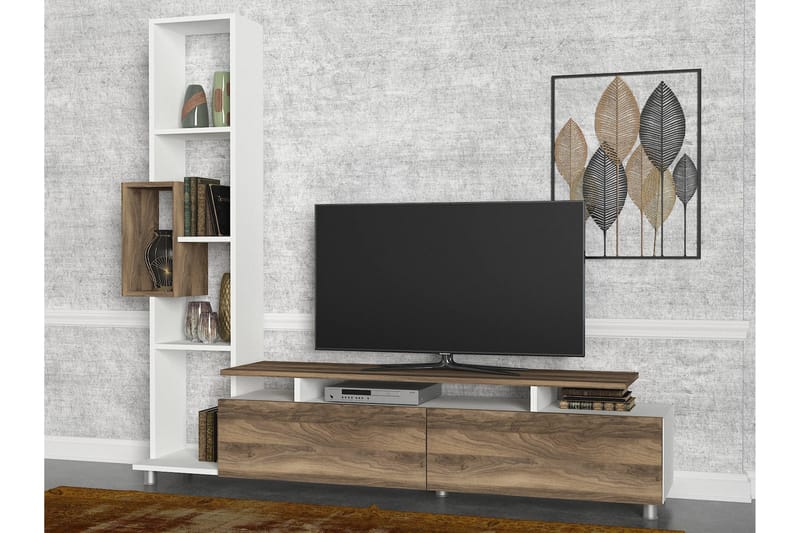 Tv-bänk Nathalie - Vit|Valnöt - Möbler - TV- & Mediamöbler - TV-möbelset