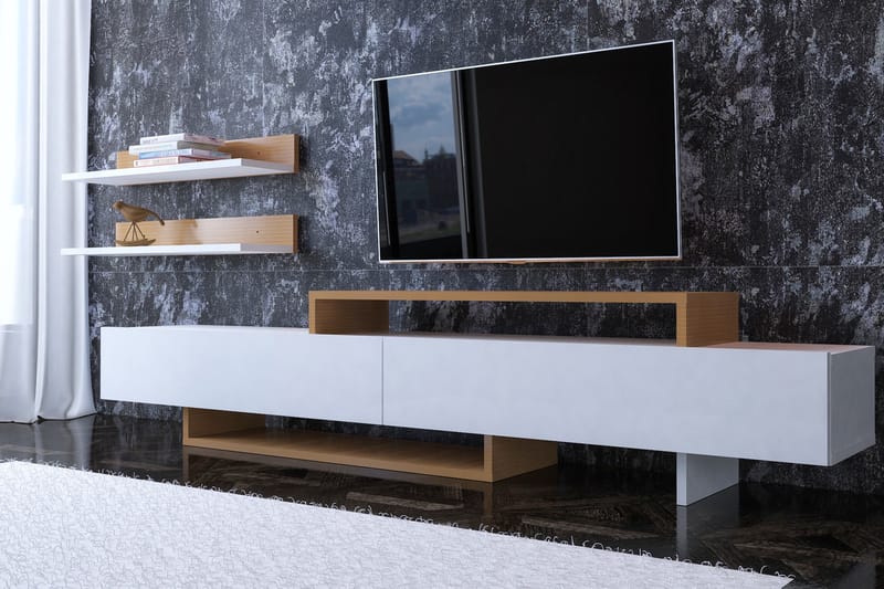 Tv-bänk Wonda - Vit/Brun - Möbler - TV- & Mediamöbler - TV-möbelset