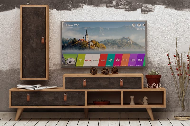 Tv-bänk/Skåp Naidaj - Grå|Trä - Möbler - TV- & Mediamöbler - TV-möbelset