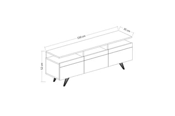 TV-möbelset 35x150 cm 3 Skåp - Vit - Möbler - TV- & Mediamöbler - TV-möbelset