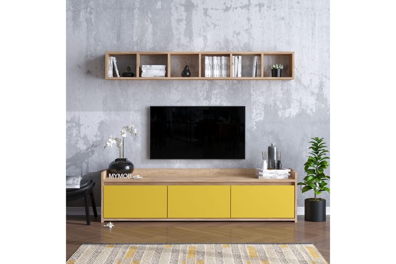 TV-möbelset 35x150 cm - Natur/Gul - Möbler - TV- & Mediamöbler - TV-möbelset