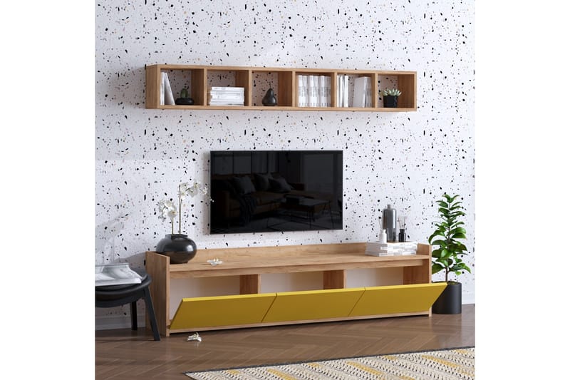 TV-möbelset 35x150 cm - Natur/Gul - Möbler - TV- & Mediamöbler - TV-möbelset
