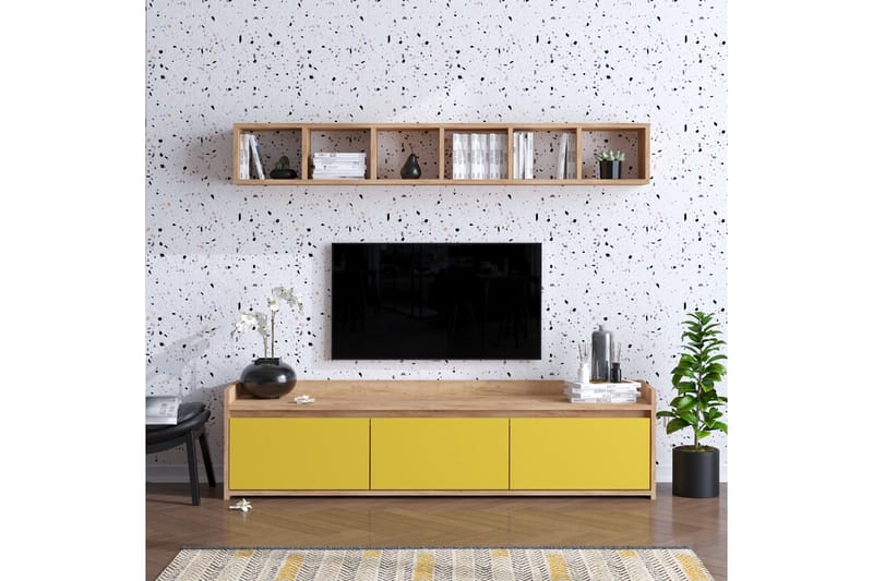 TV-möbelset 35x150 cm - Natur/Gul - Möbler - TV- & Mediamöbler - TV-möbelset