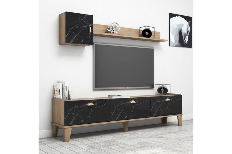 TV-möbelset 35x178 cm - Natur/Svart - Möbler - TV- & Mediamöbler - TV-möbelset