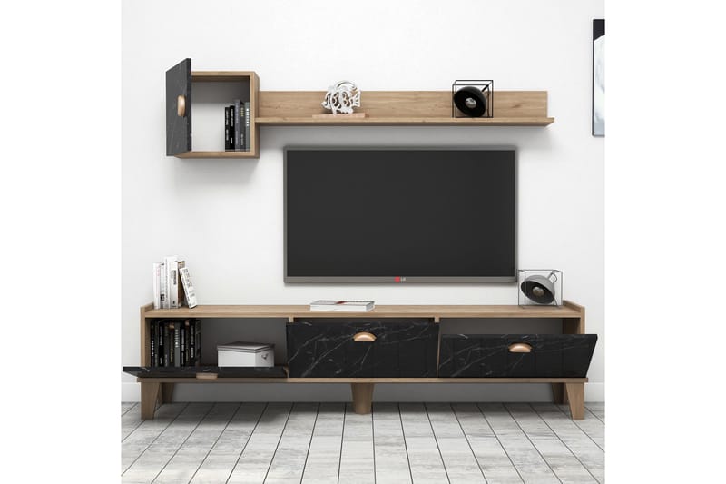 TV-möbelset 35x178 cm - Natur/Svart - Möbler - TV- & Mediamöbler - TV-möbelset