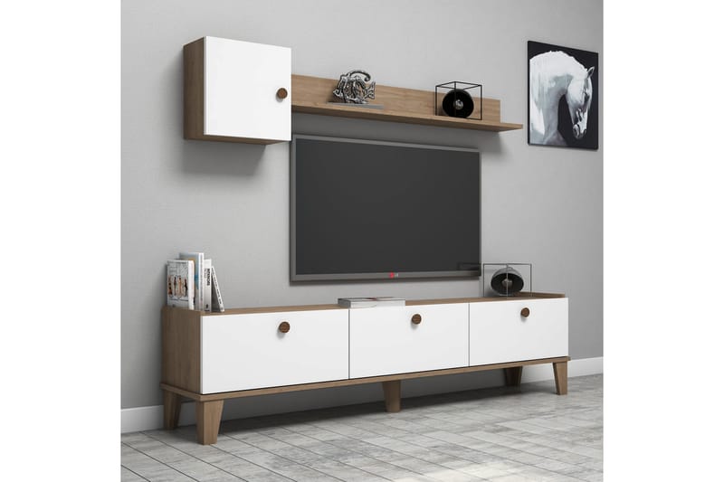 TV-möbelset 35x178 cm - Natur/Vit - TV-möbelset