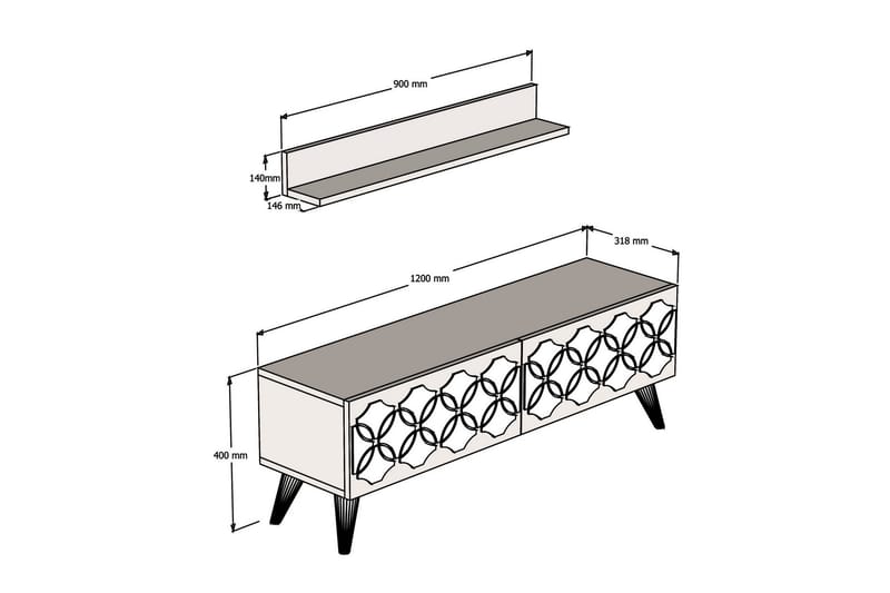 TV-Möbelset Amtorp 120 cm - Vit - Möbler - TV- & Mediamöbler - TV-möbelset