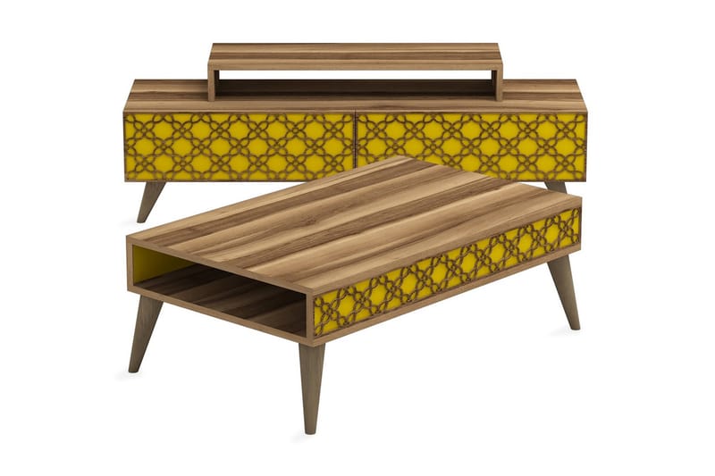 TV-Möbelset Amtorp 140 cm - Brun|Gul - Möbler - TV- & Mediamöbler - TV-möbelset