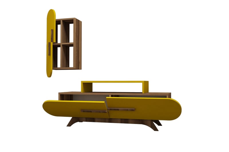 TV-Möbelset Amtorp 145 cm - Brun|Gul - Möbler - TV- & Mediamöbler - TV-möbelset
