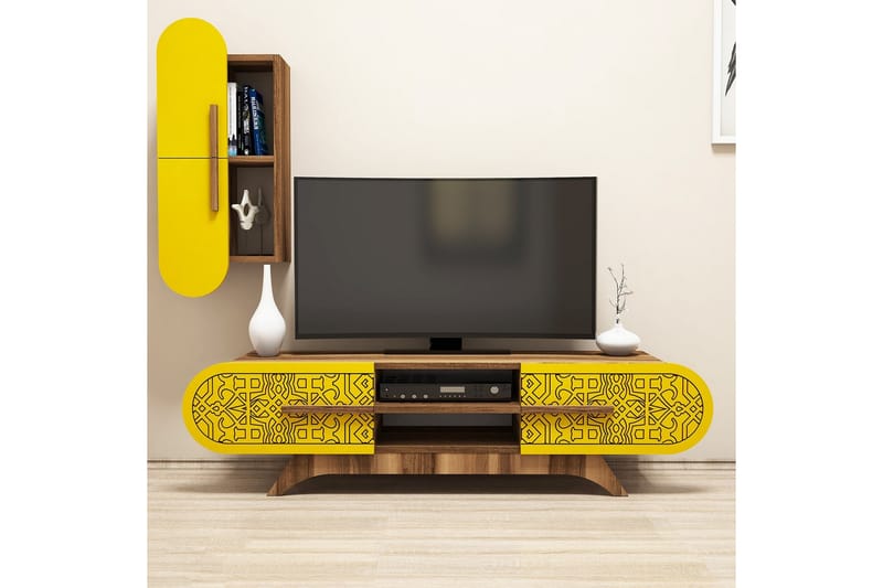 TV-Möbelset Amtorp 145 cm - Brun|Gul - Möbler - TV- & Mediamöbler - TV-möbelset