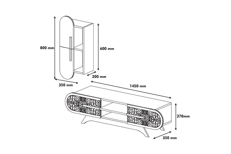 TV-Möbelset Amtorp 145 cm - Brun|Gul - Möbler - TV- & Mediamöbler - TV-möbelset