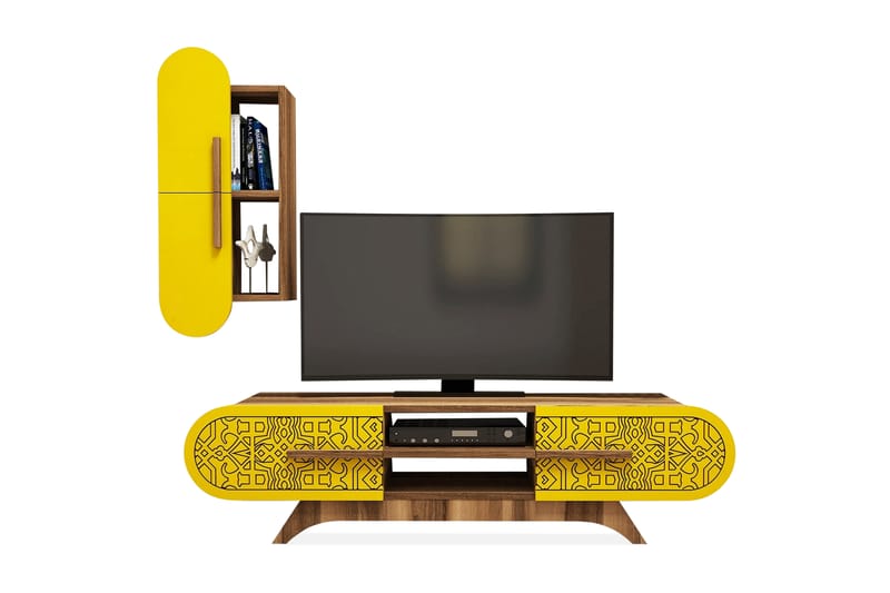 TV-Möbelset Amtorp 145 cm - Brun|Gul - Möbler - TV- & Mediamöbler - TV-möbelset