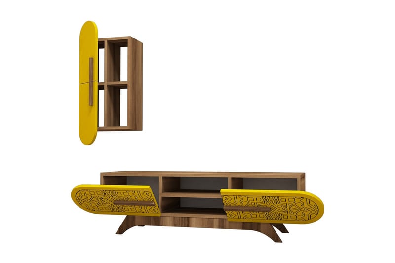 TV-Möbelset Amtorp 145 cm - Brun|Gul - Möbler - TV- & Mediamöbler - TV-möbelset