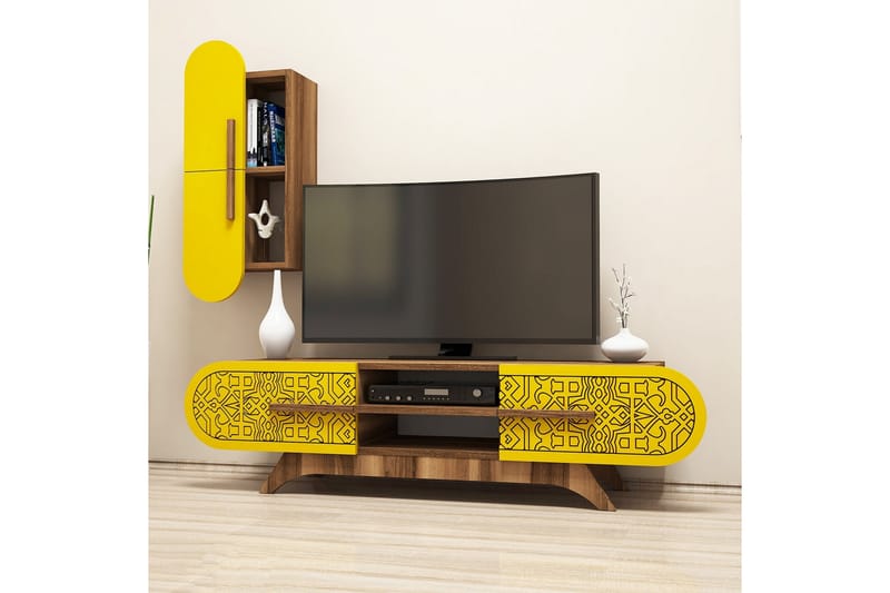 TV-Möbelset Amtorp 145 cm - Brun|Gul - Möbler - TV- & Mediamöbler - TV-möbelset