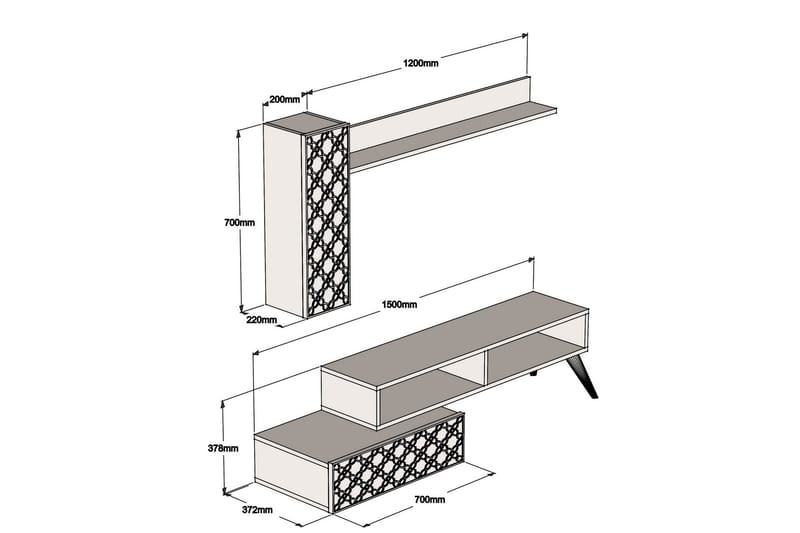 TV-Möbelset Amtorp 150 cm - Brun/Grå - TV-möbelset