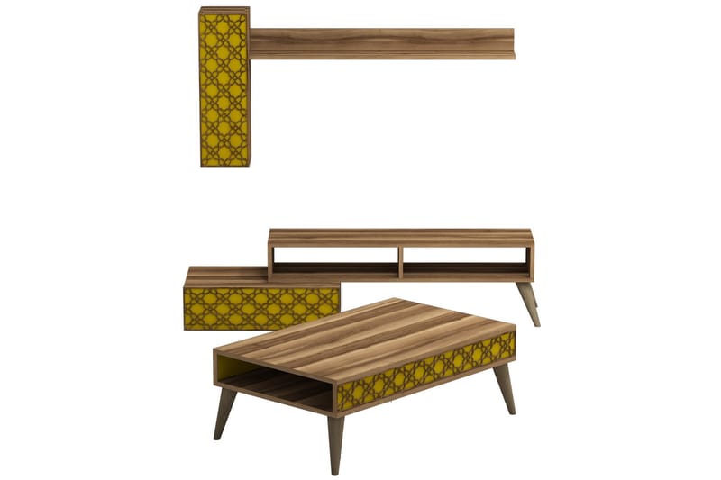 TV-Möbelset Amtorp 150 cm - Brun|Gul - Möbler - TV- & Mediamöbler - TV-möbelset