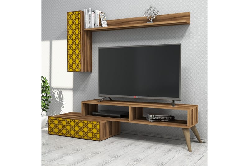 TV-Möbelset Amtorp 150 cm - Brun|Gul - TV-möbelset