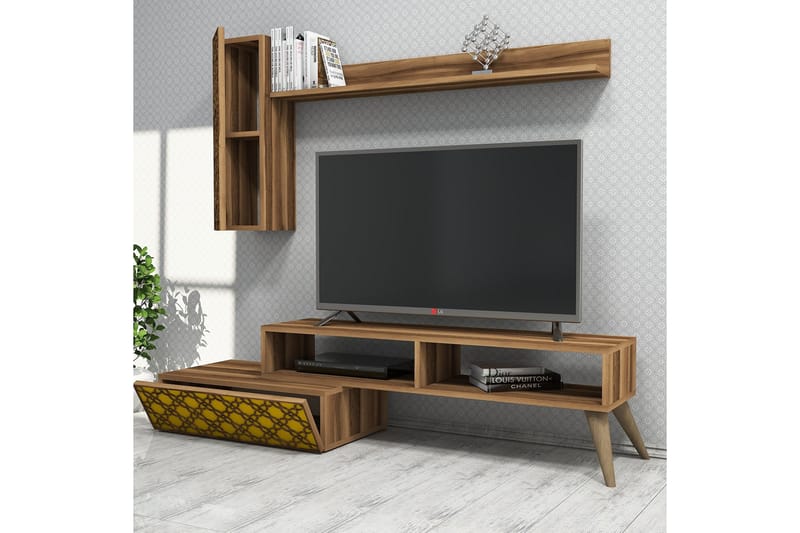 TV-Möbelset Amtorp 150 cm - Brun|Gul - TV-möbelset