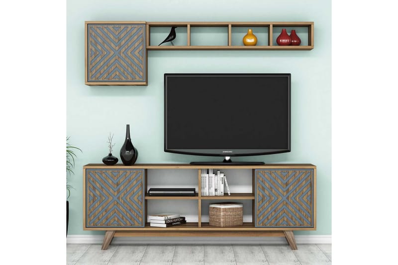 TV-Möbelset Amtorp 160 cm - Brun/Blå - Möbler - TV- & Mediamöbler - TV-möbelset