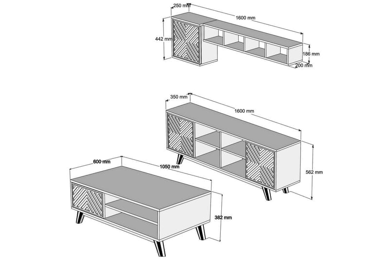 TV-Möbelset Amtorp 160 cm - Brun|Gul - TV-möbelset